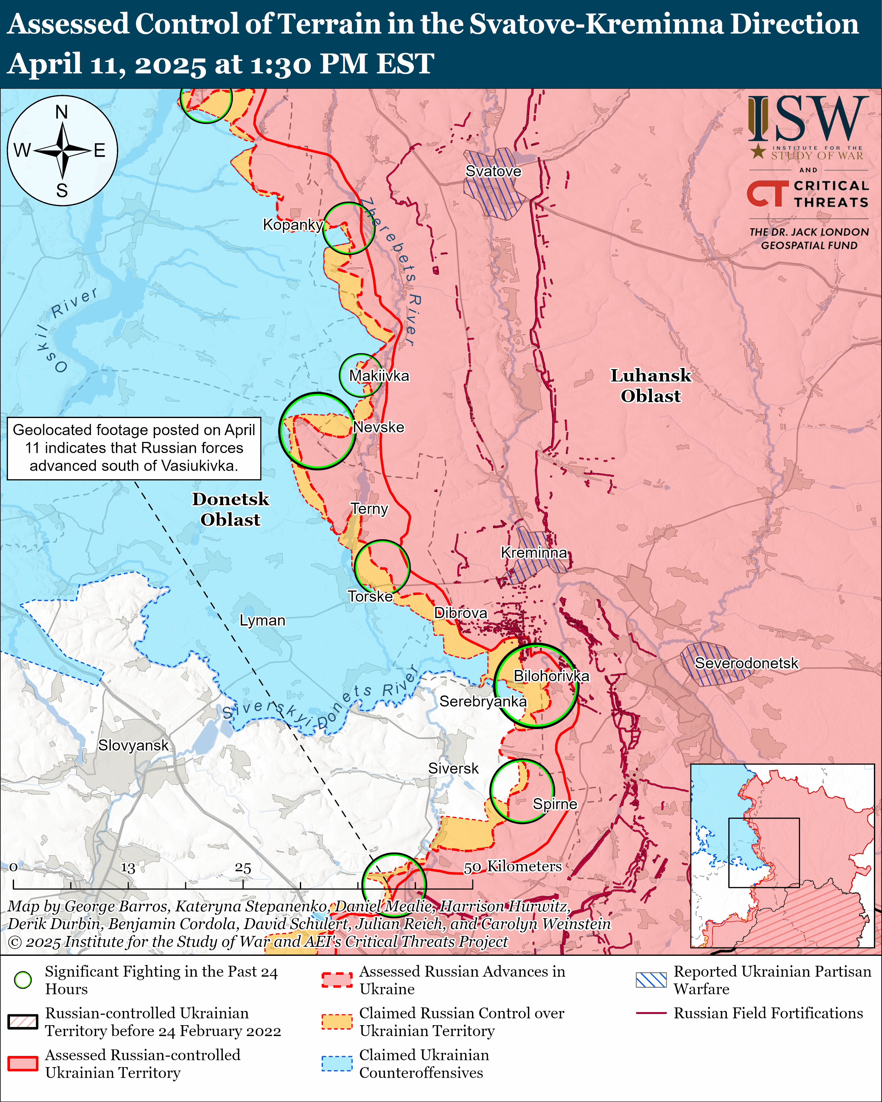 РФ просунулася на Куп'янському напрямку і в Донецькій області: карти ISW